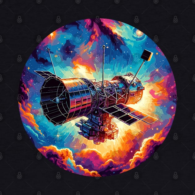 Galactic Observer - Hubble Space Telescope in Cosmos by Graphic Wonders Emporium